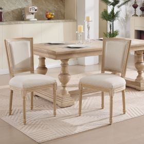 French Country Dining Chairs Set of 2, Upholstered Chairs with T-shaped Back, Wire drawing and carving techniques ,Disassemblable , for Living Ro