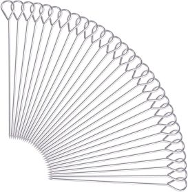 12 Inch Metal Kabob Skewers 30pcs, BBQ Skewers,Reusable Stainless Steel Barbecue Skewer Sticks for Grilling Kebob Meat Chicken Vegetable Appetise