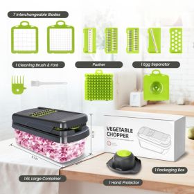 Vegetable Chopper, 12 In 1 Food Veggie Chopper Cutter With Container  7 Sharp Blades Dice, Slice, Shred And Grate For Salads, Onions And Meal Pre (Option: Gray)